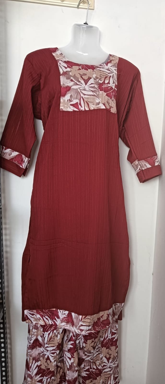 Crimson Blossom Kurti Set