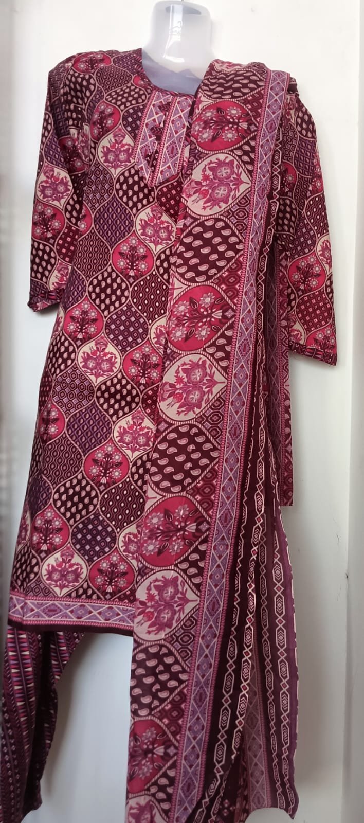 Royal Wine Mosaic Kurti Set