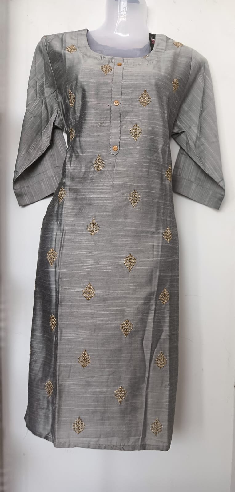 Silver Mist Gold Motif Kurti