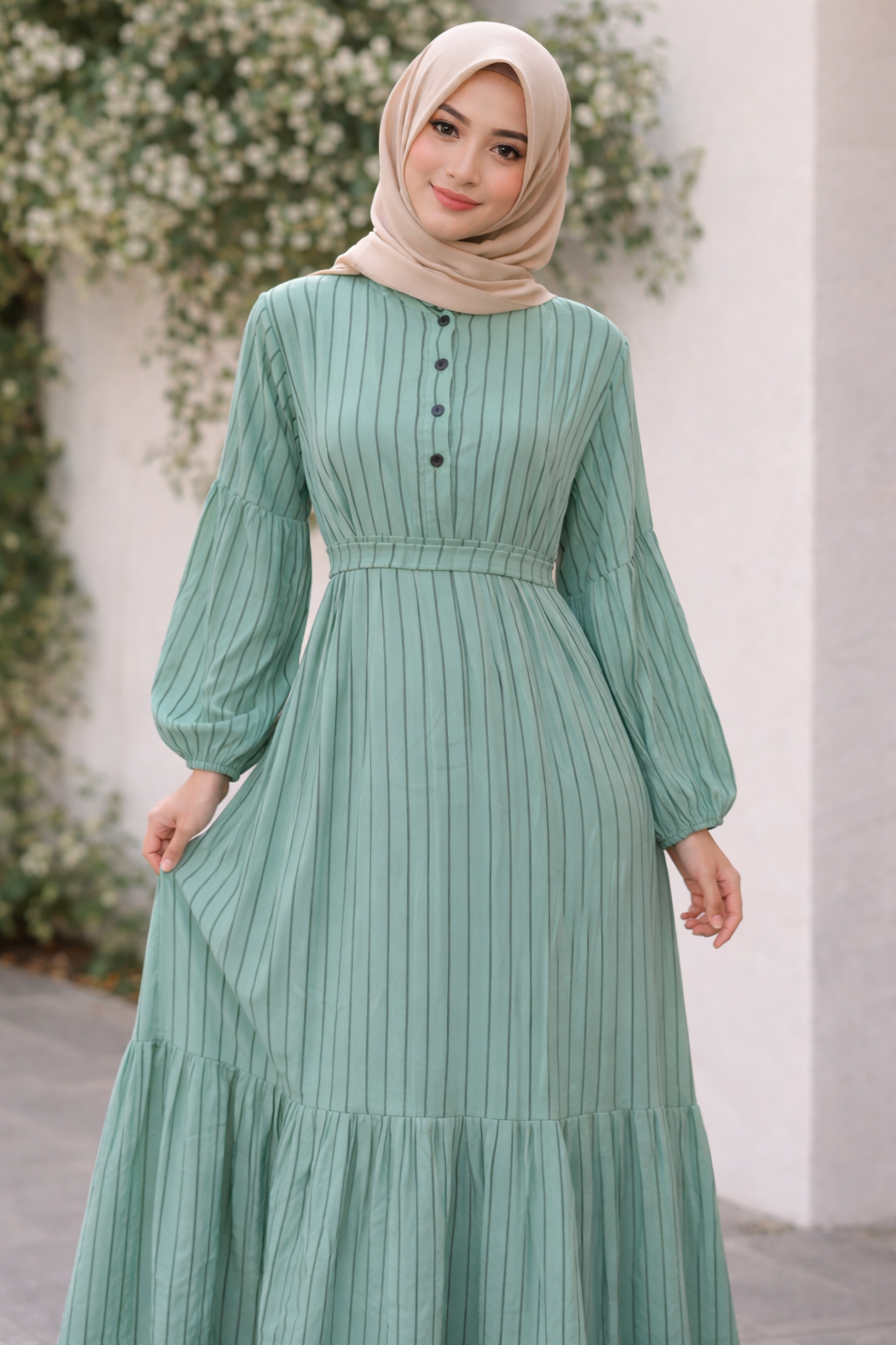 Sage Stripe Serenity Maxi
