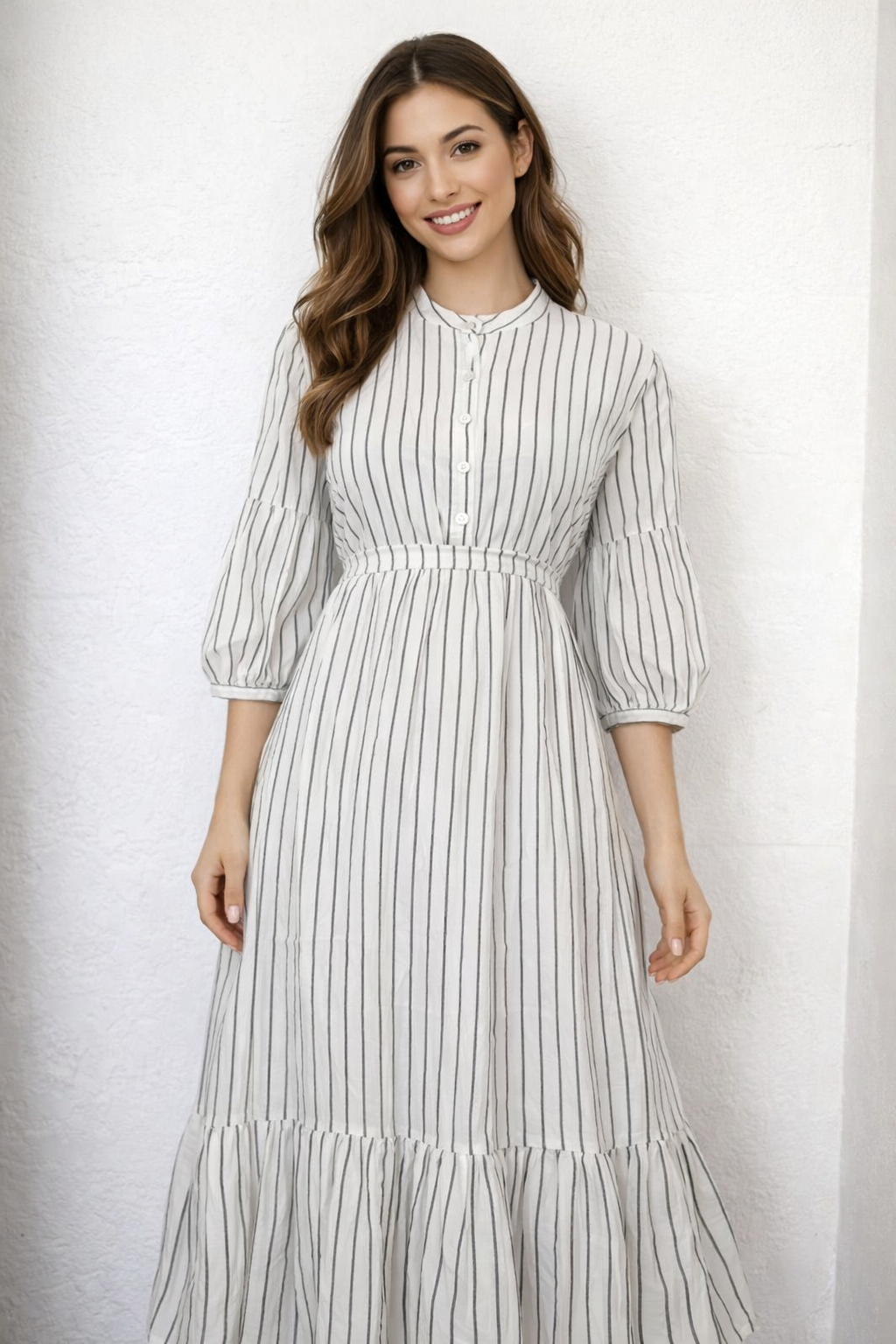 Ivory Pinstripe Grace Maxi