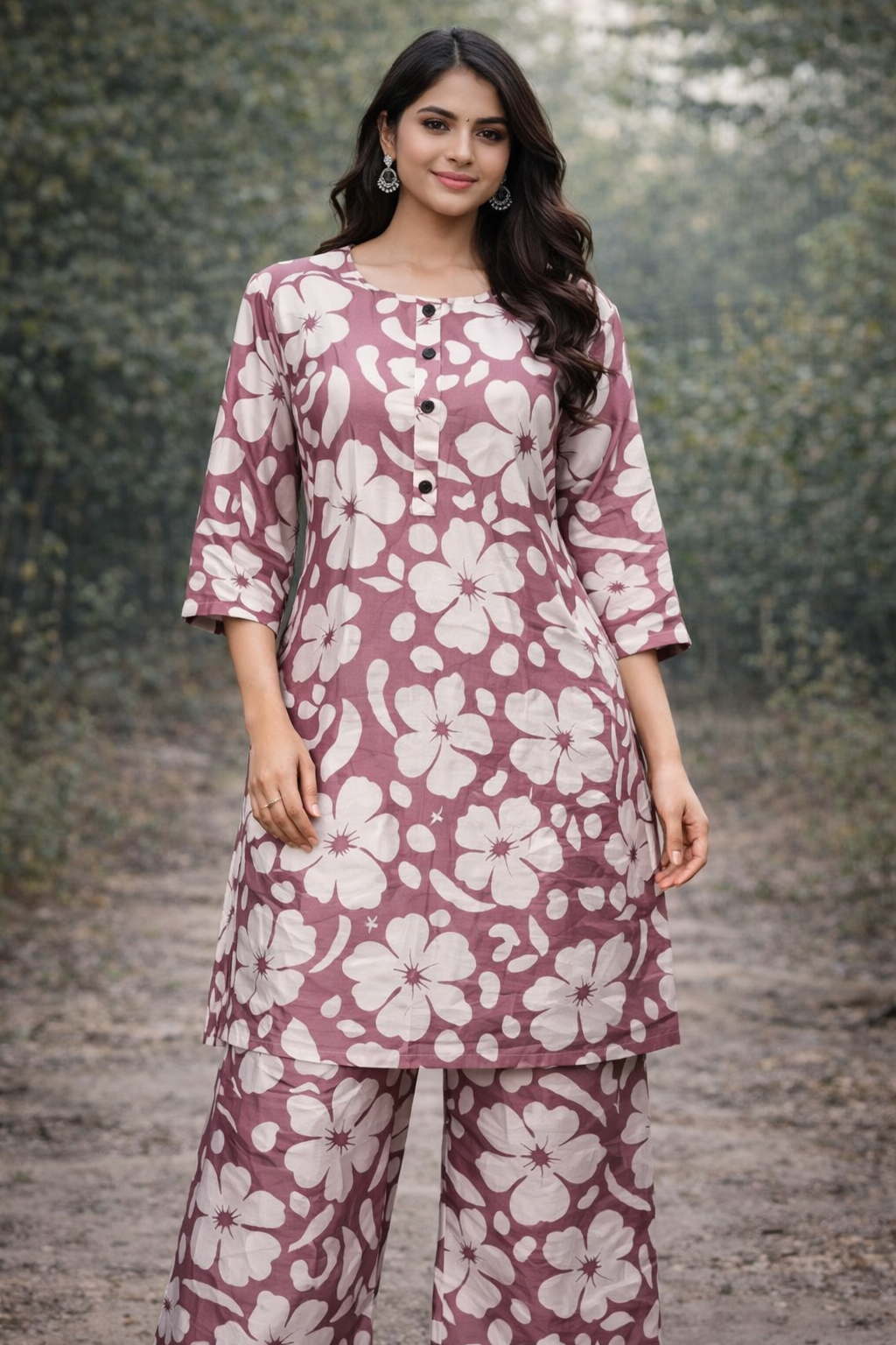 Mauve Floral Elegance Dress