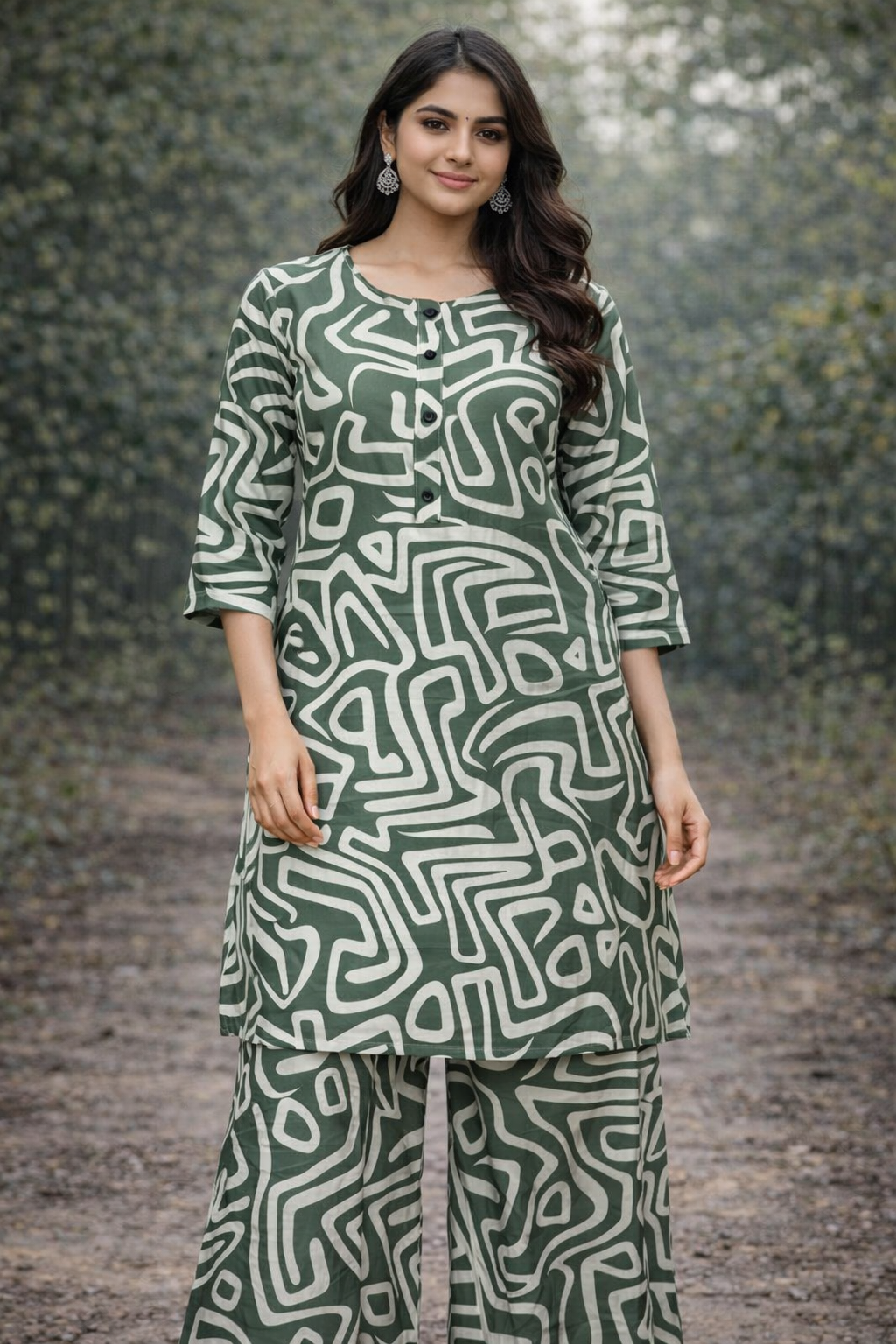 Geo Leaf Elegance Dress
