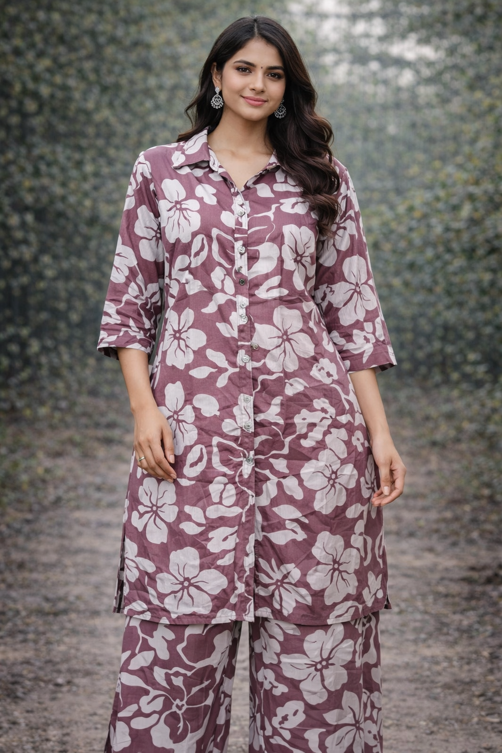 Plum Blossom Printed Kurta Set
