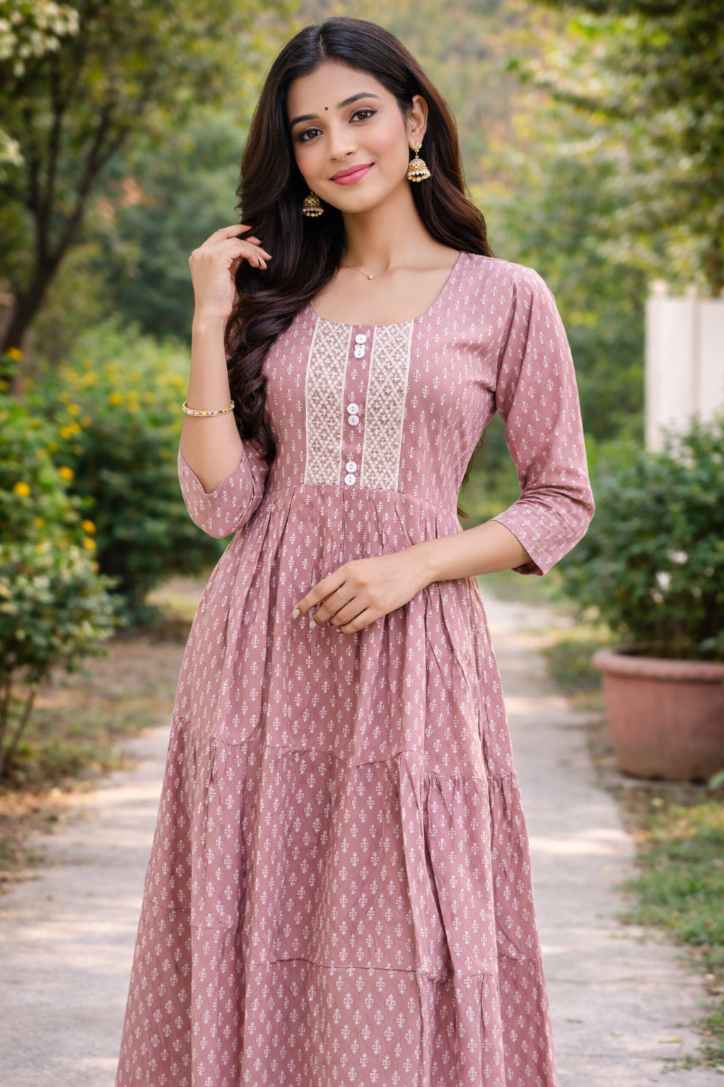 Festive Red Polka Anarkali Dress