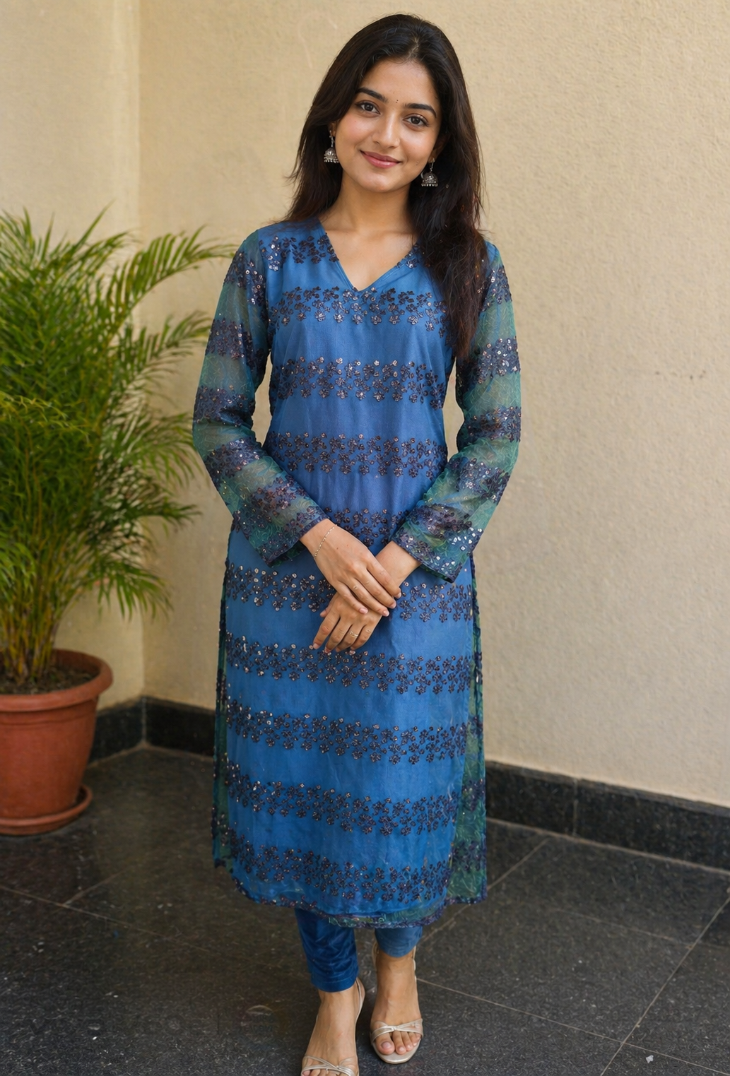 Midnight Bloom Embroidered Kurta Set