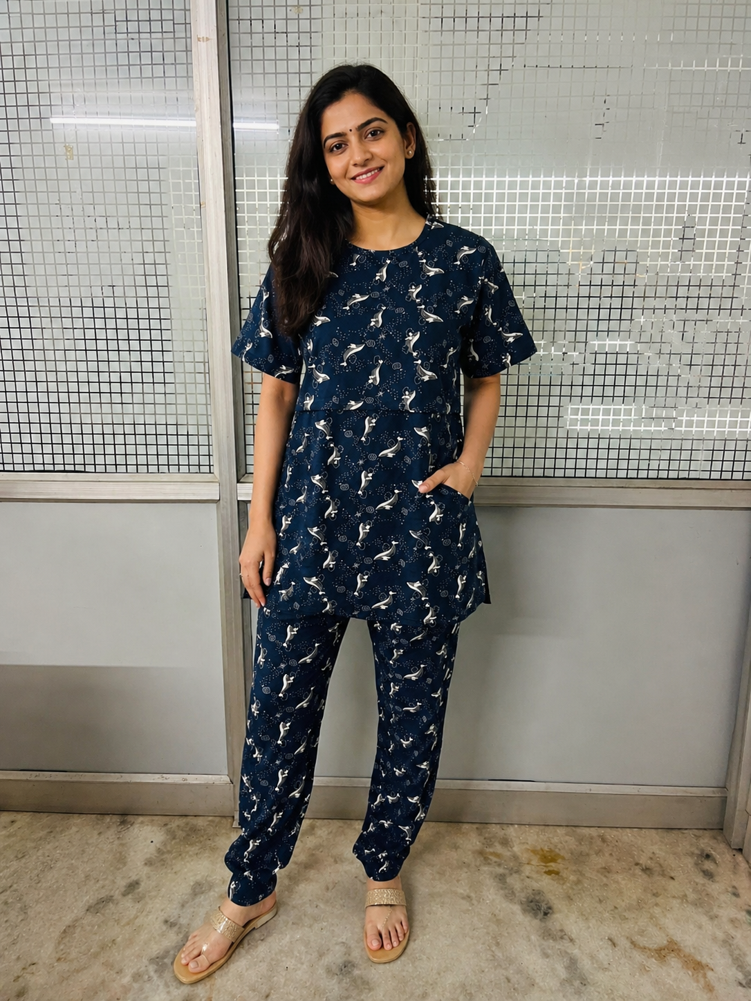 Midnight Breeze Printed Lounge Feeding coord Set