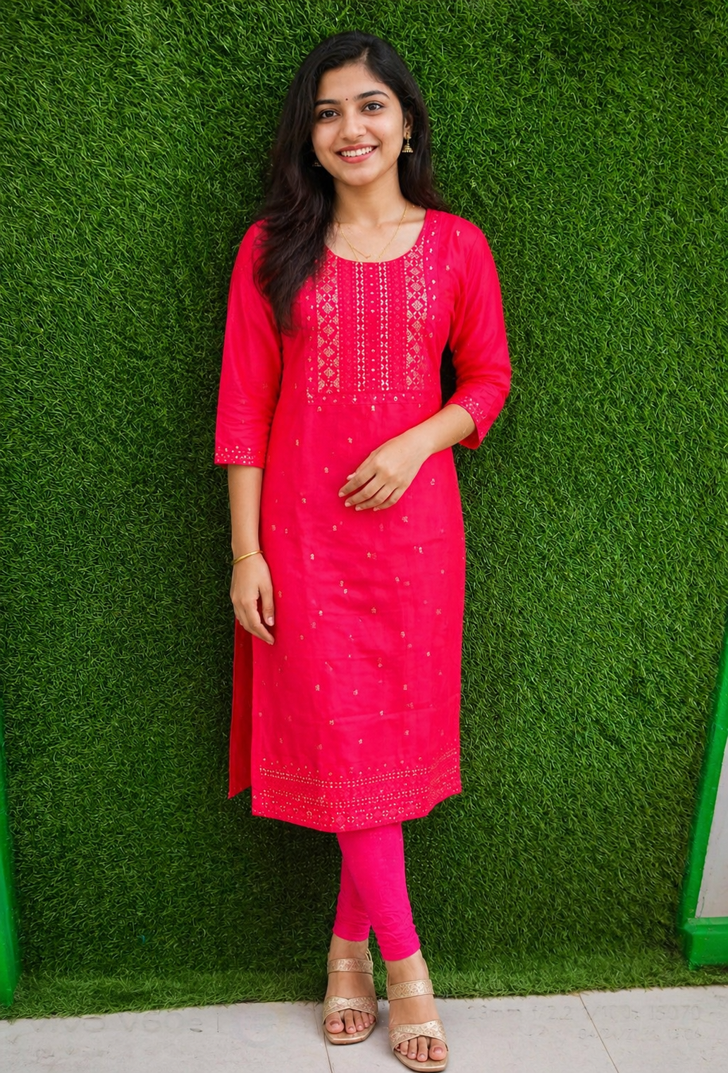 Radiant Pink Embroidered Kurti Set