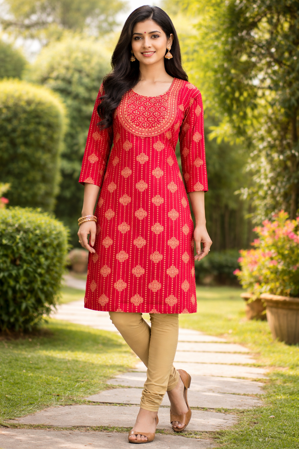 Royal Maroon Mirror Work Kurti