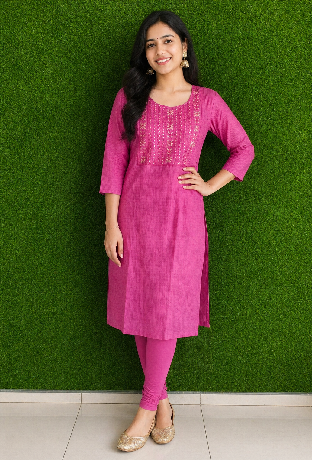 Berry Check Classic Kurta