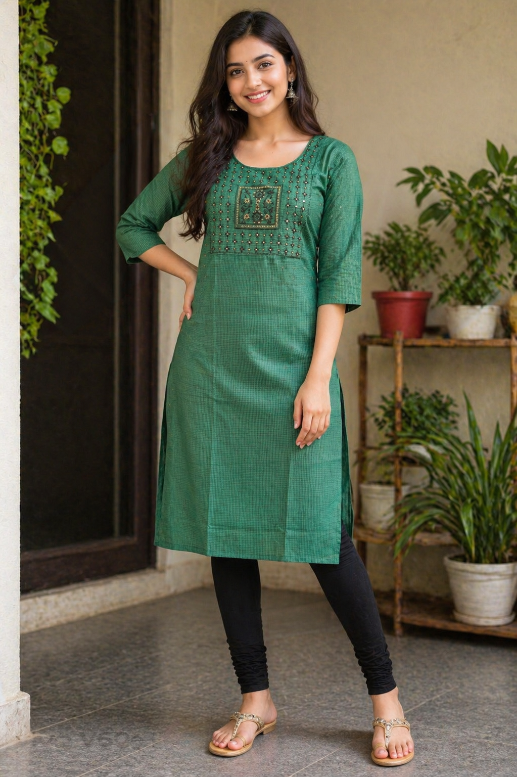 Elegant Green Embroidered Kurti