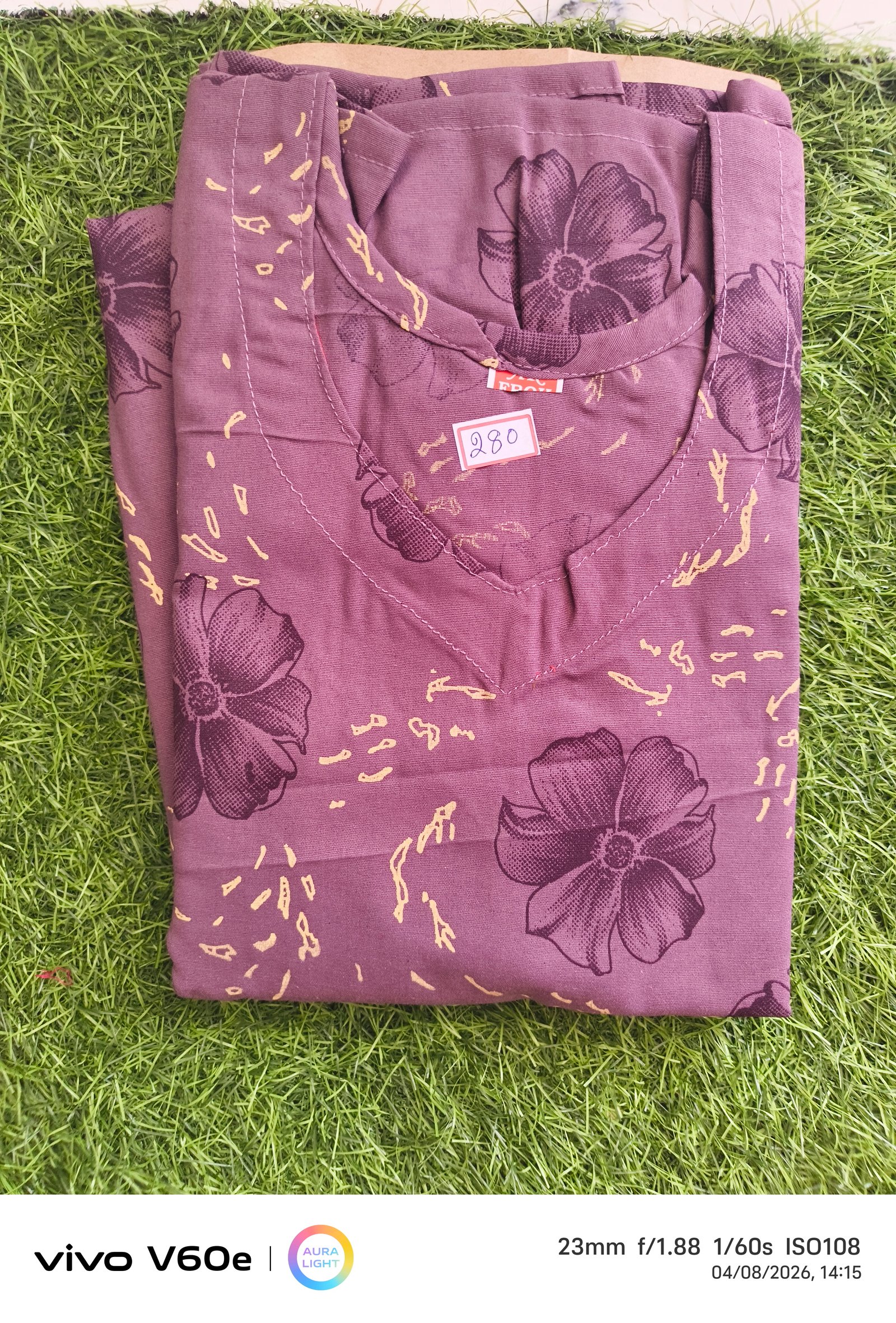 Mauve Bloom Printed Flared Midi Dress