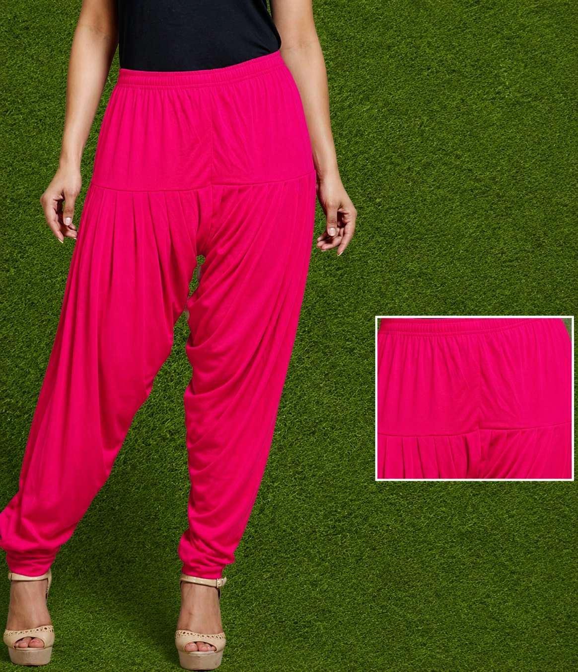 Bright Pink Soft Stretch Patiala Pants