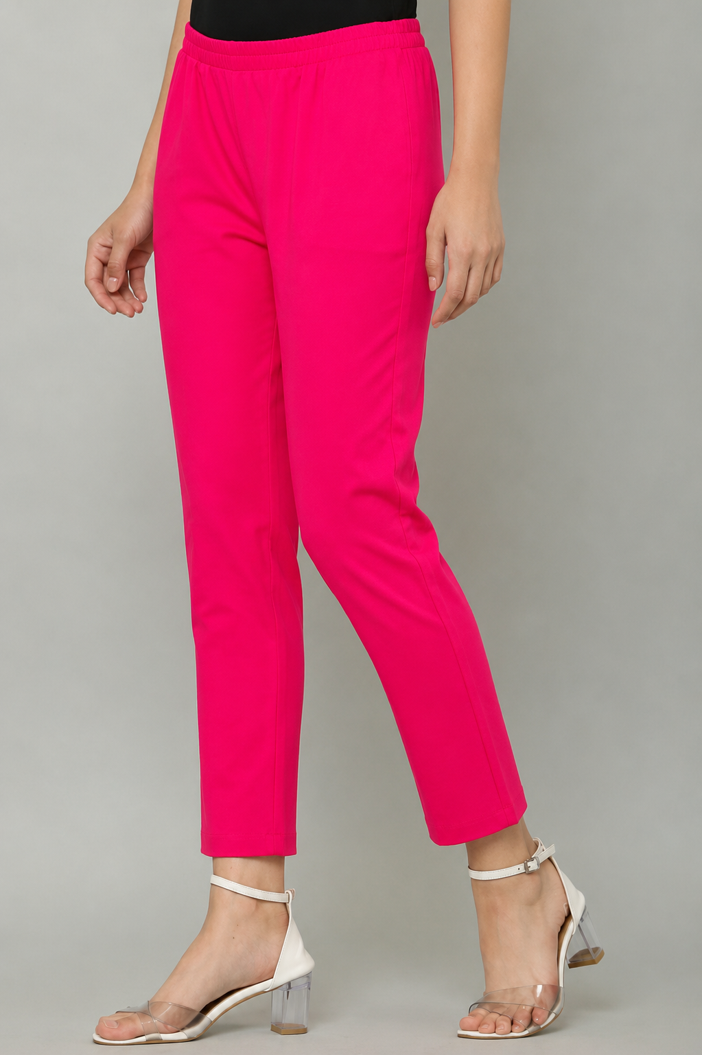 Hot Pink Straight Fit Ankle Pants