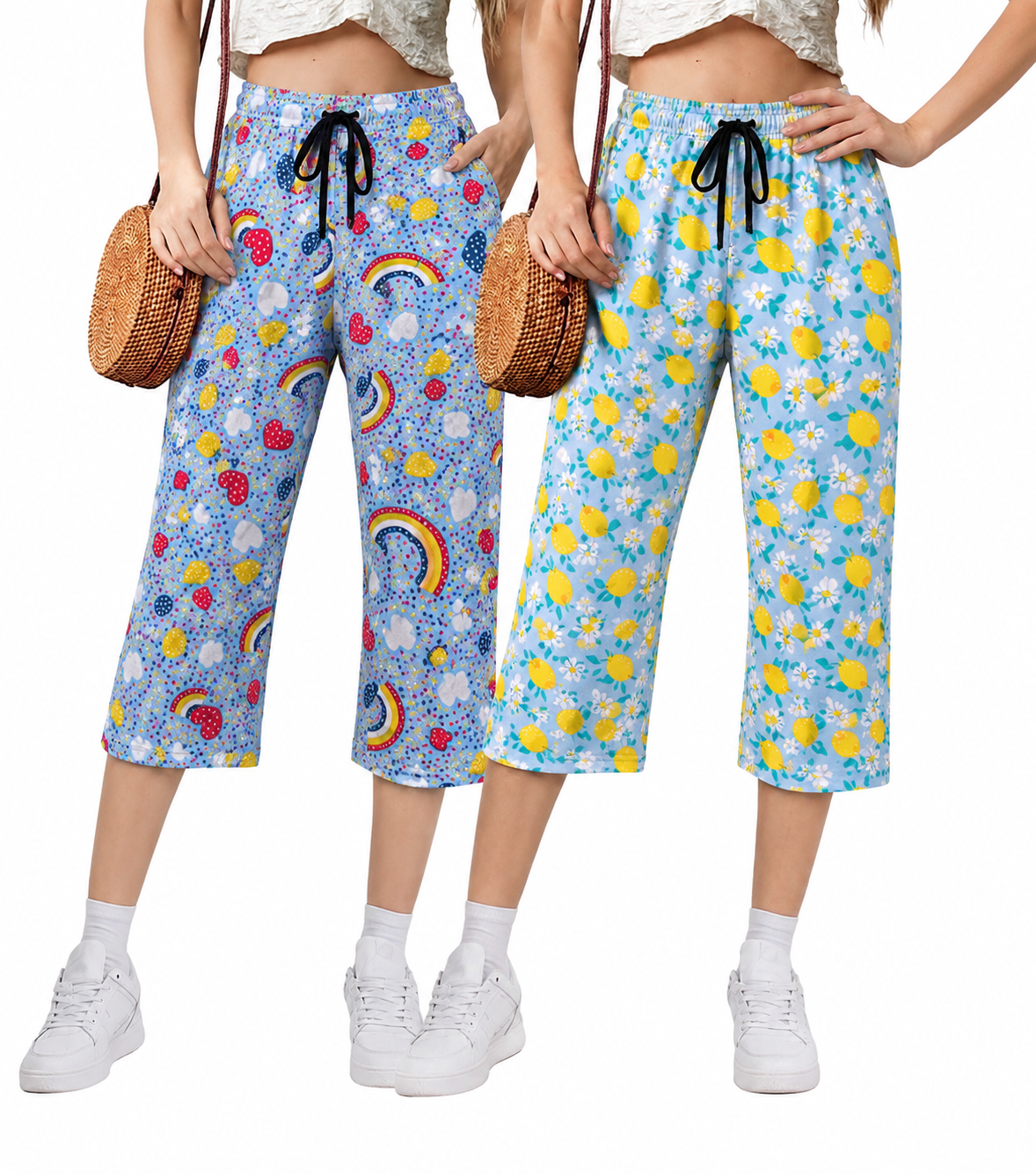 Fun Print Cotton Capri Pants Set