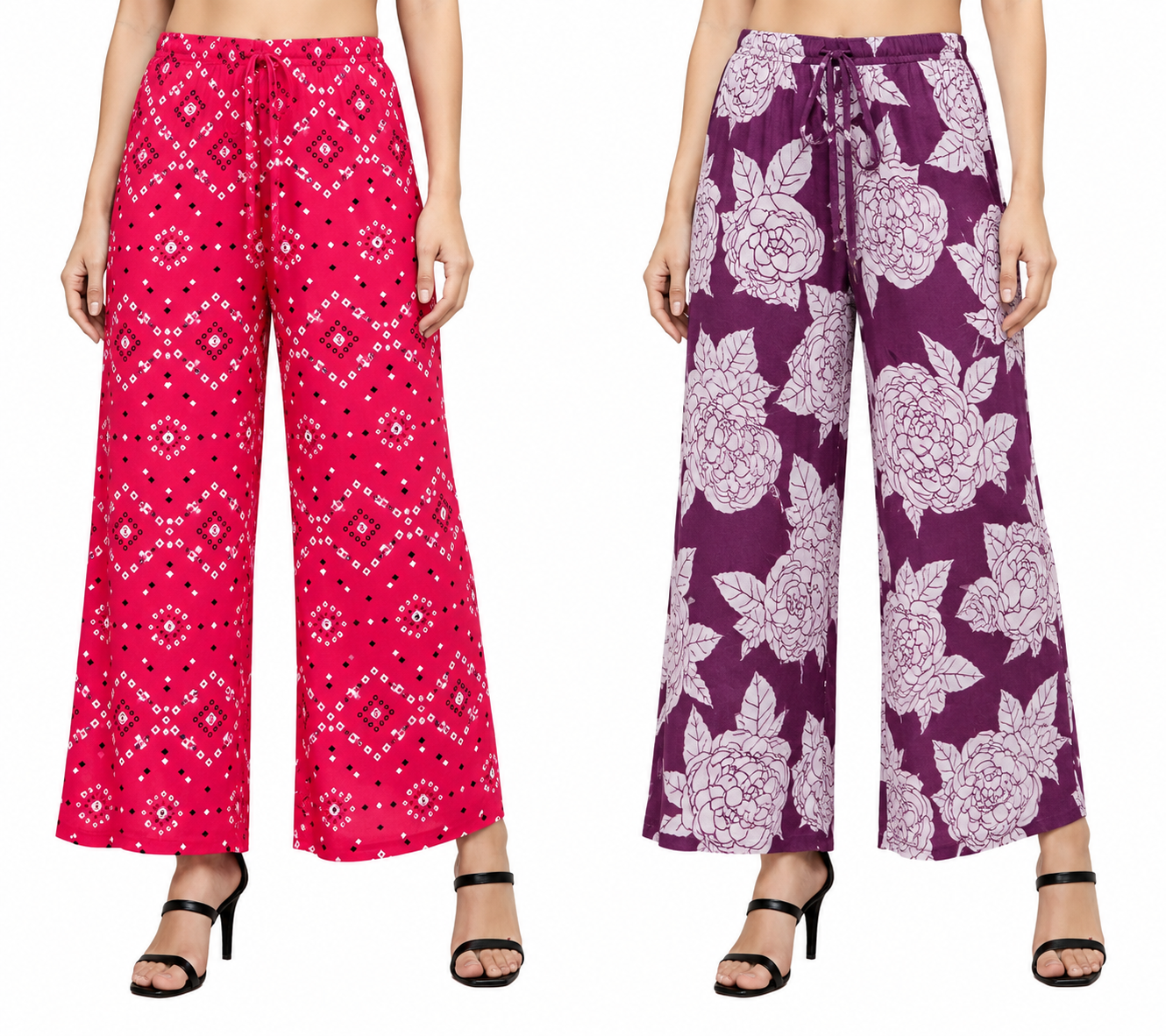 Blossom Breeze Printed Palazzo Pants Combo