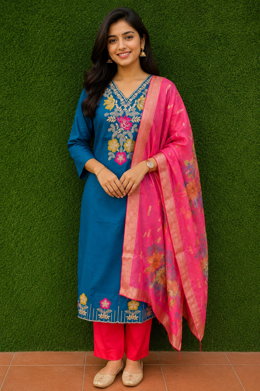 Royal Bloom Embroidered Kurta Set