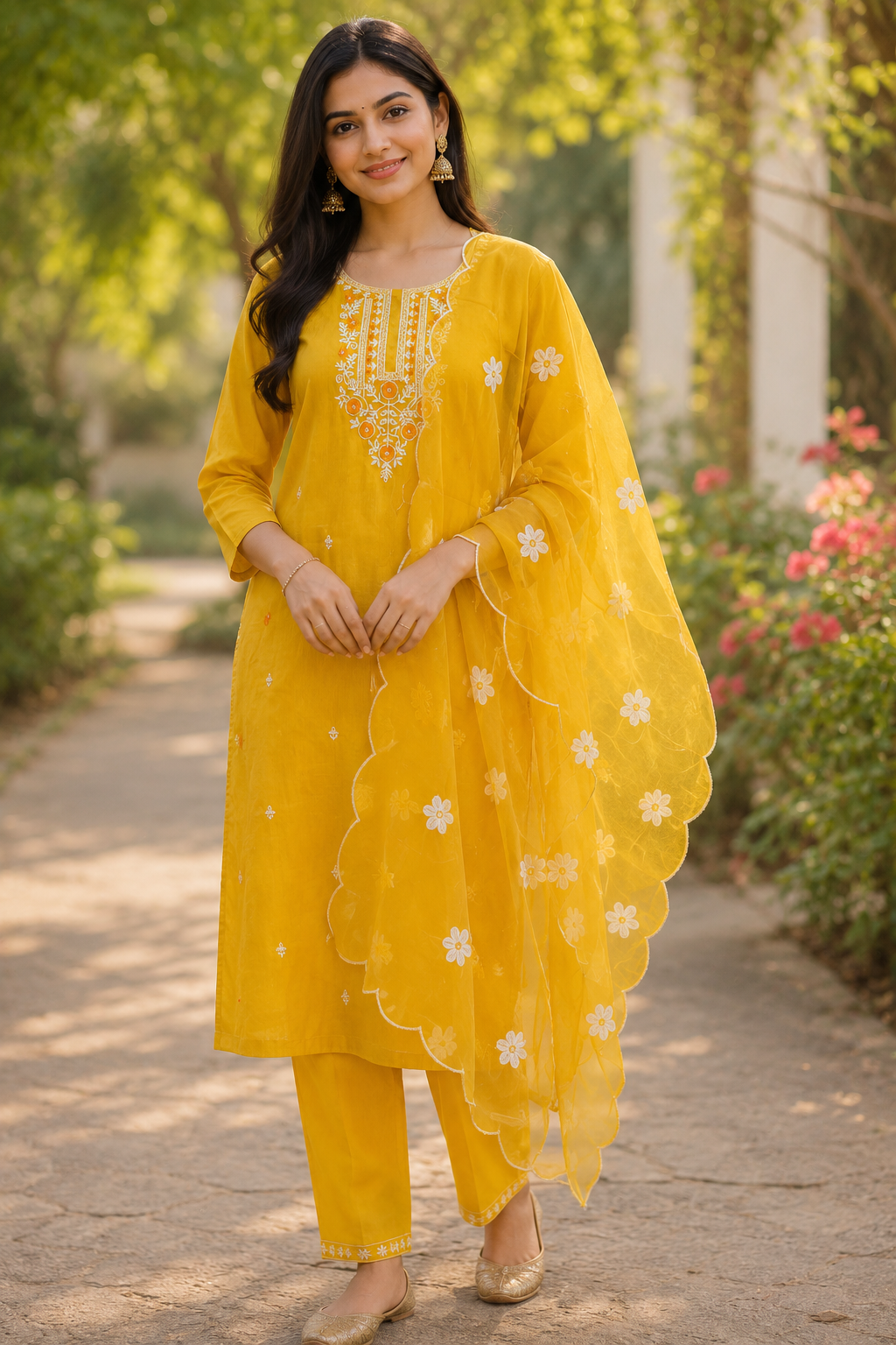 Sunshine Bloom Embroidered Kurta Set