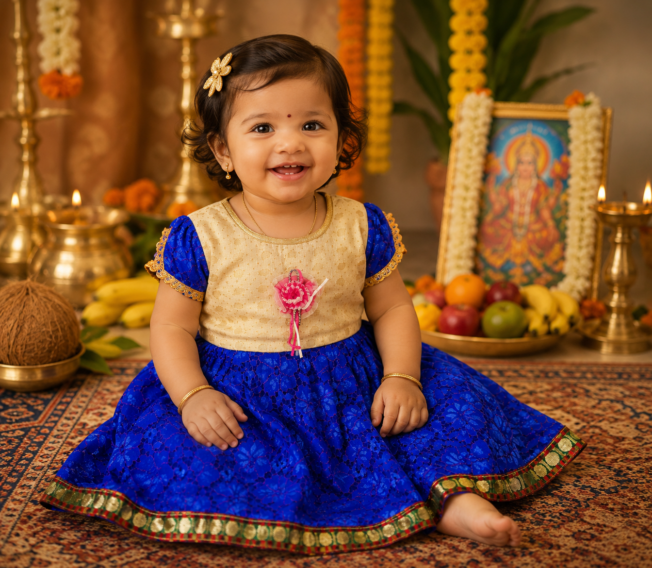 Royal Blue Baby Girl Party Frock