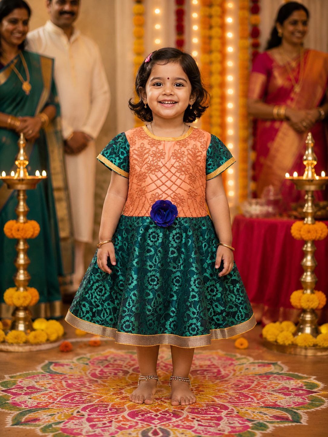 Little Princess Festive Brocade Frock
