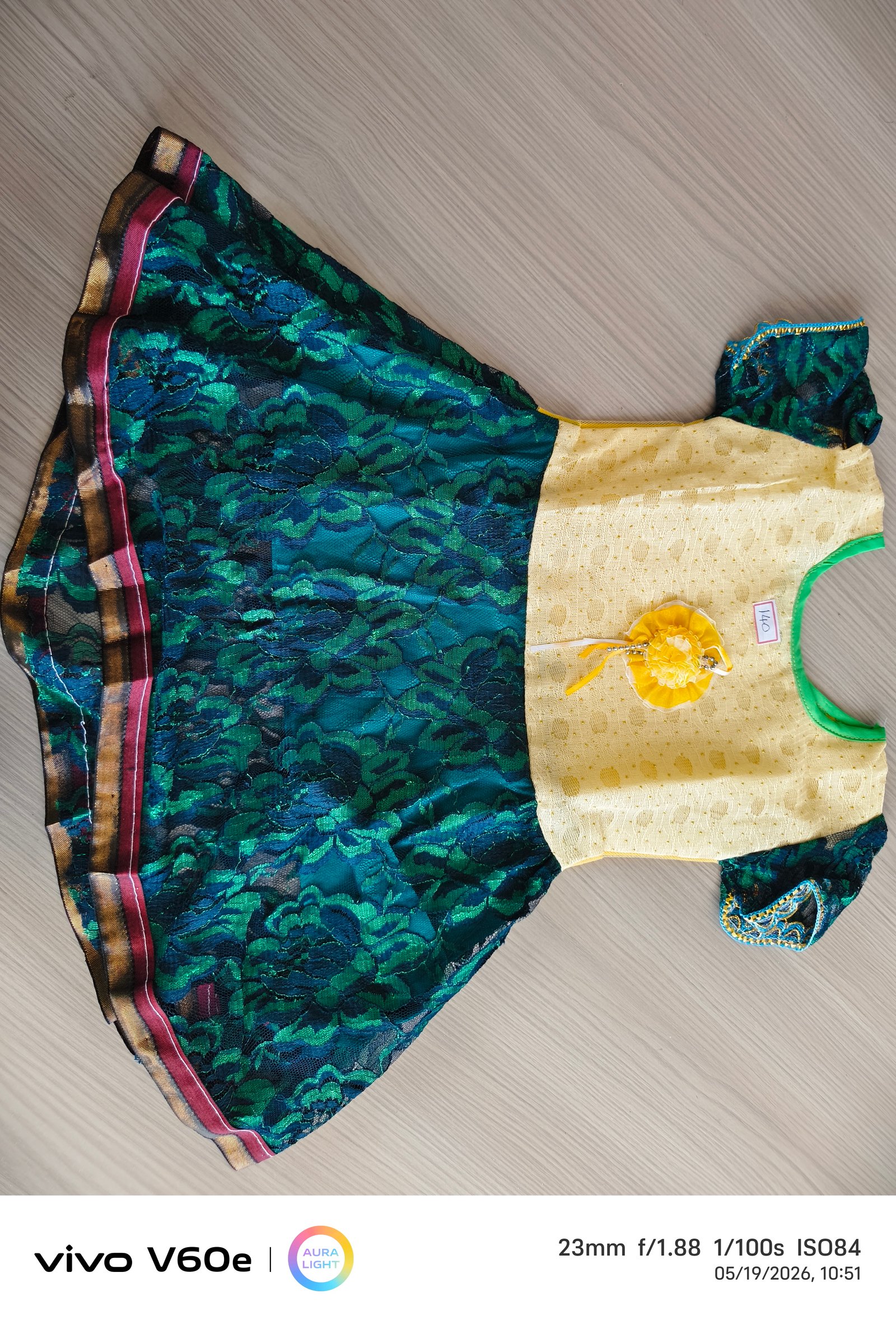 Emerald Bloom Kids Party Dress