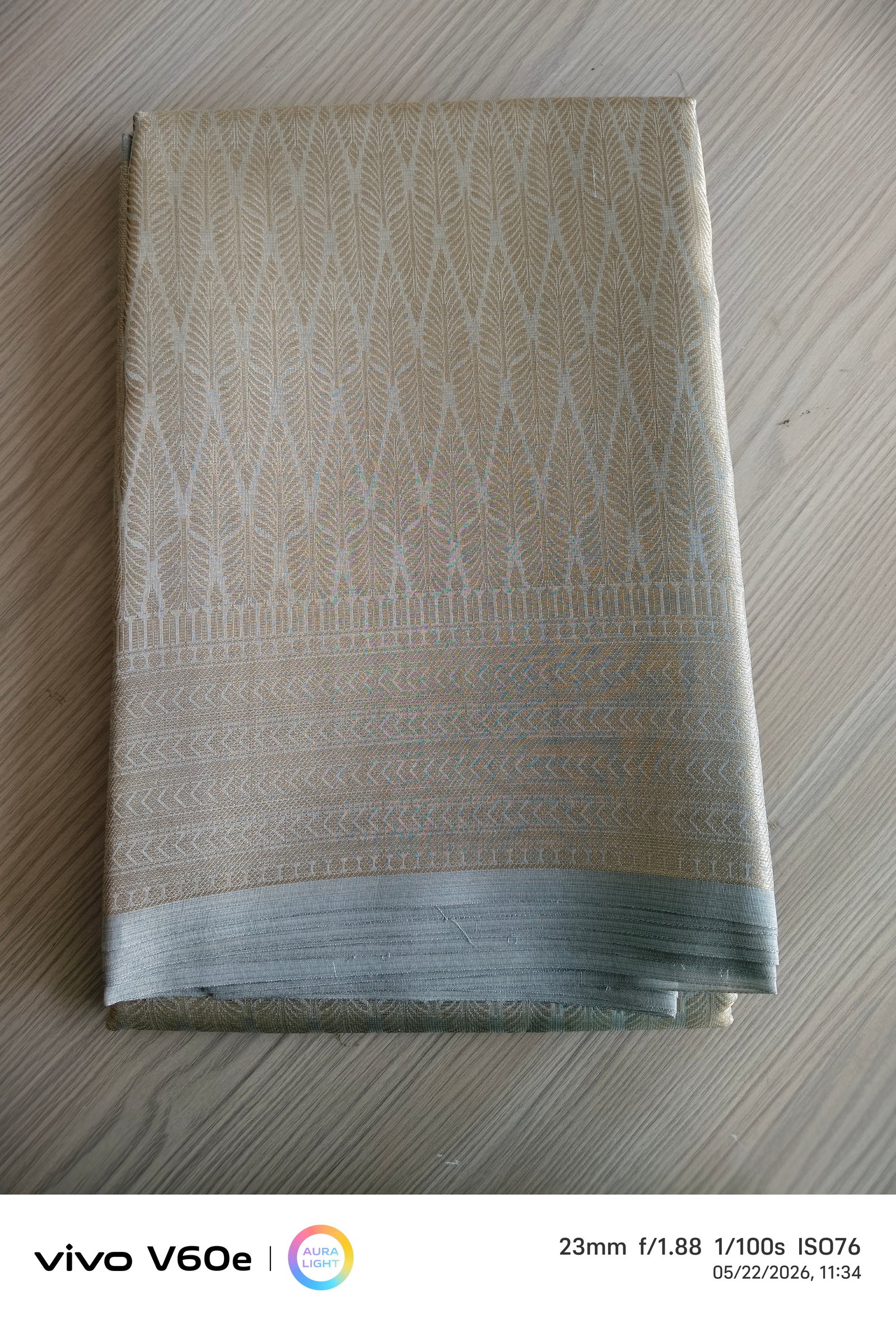 Ivory Elegance Silver Zari Silk Saree