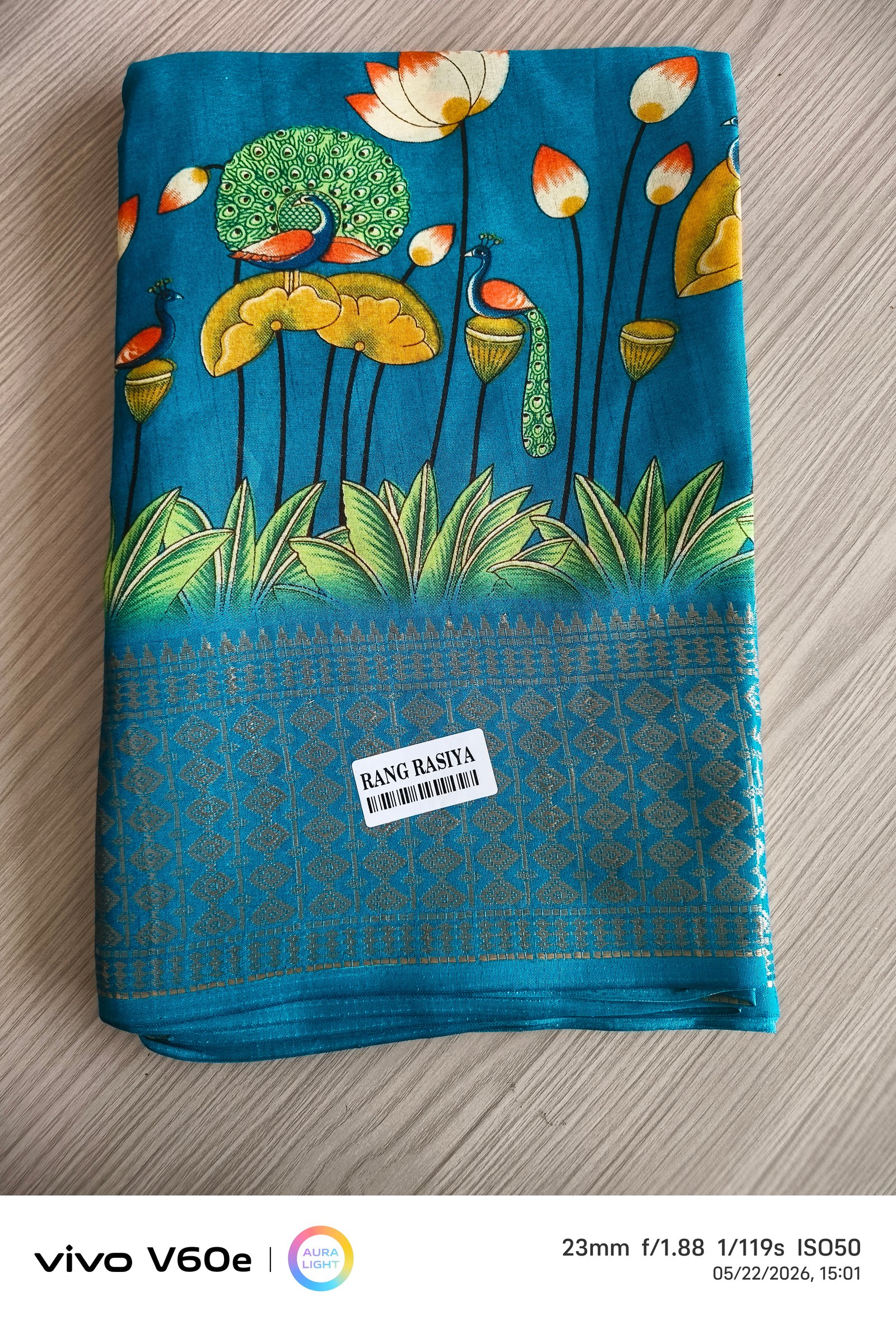 Rang Rasiya Peacock Bloom Printed Saree