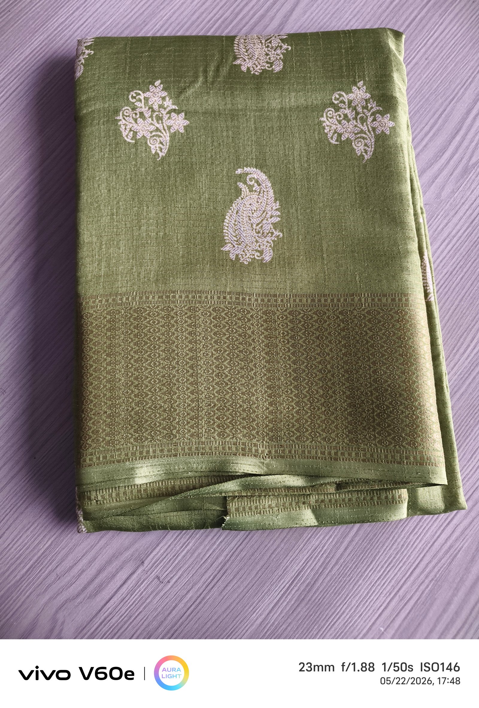 Sage Green Jacquard Silk Saree