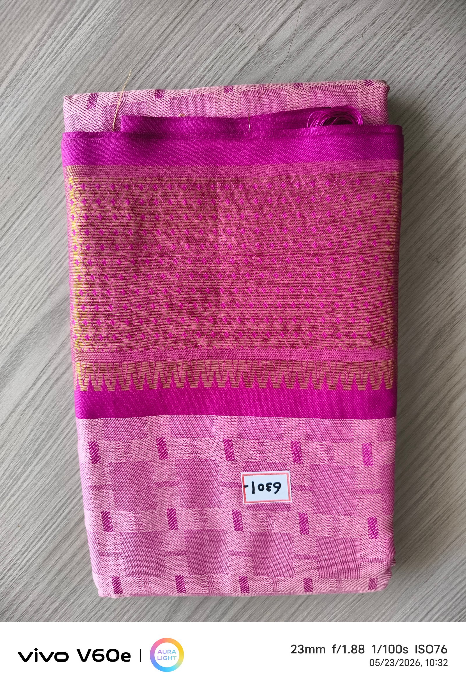 Rose Pink Zari Border Silk Blend Saree