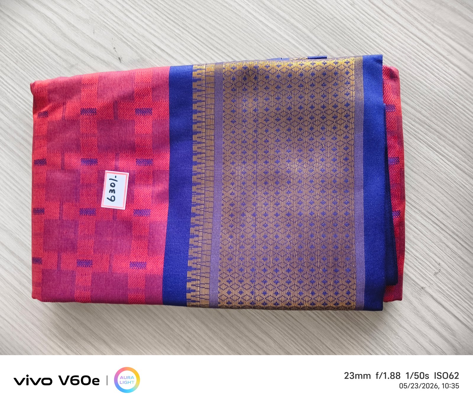 Royal Pink & Blue Zari Border Silk Blend Saree