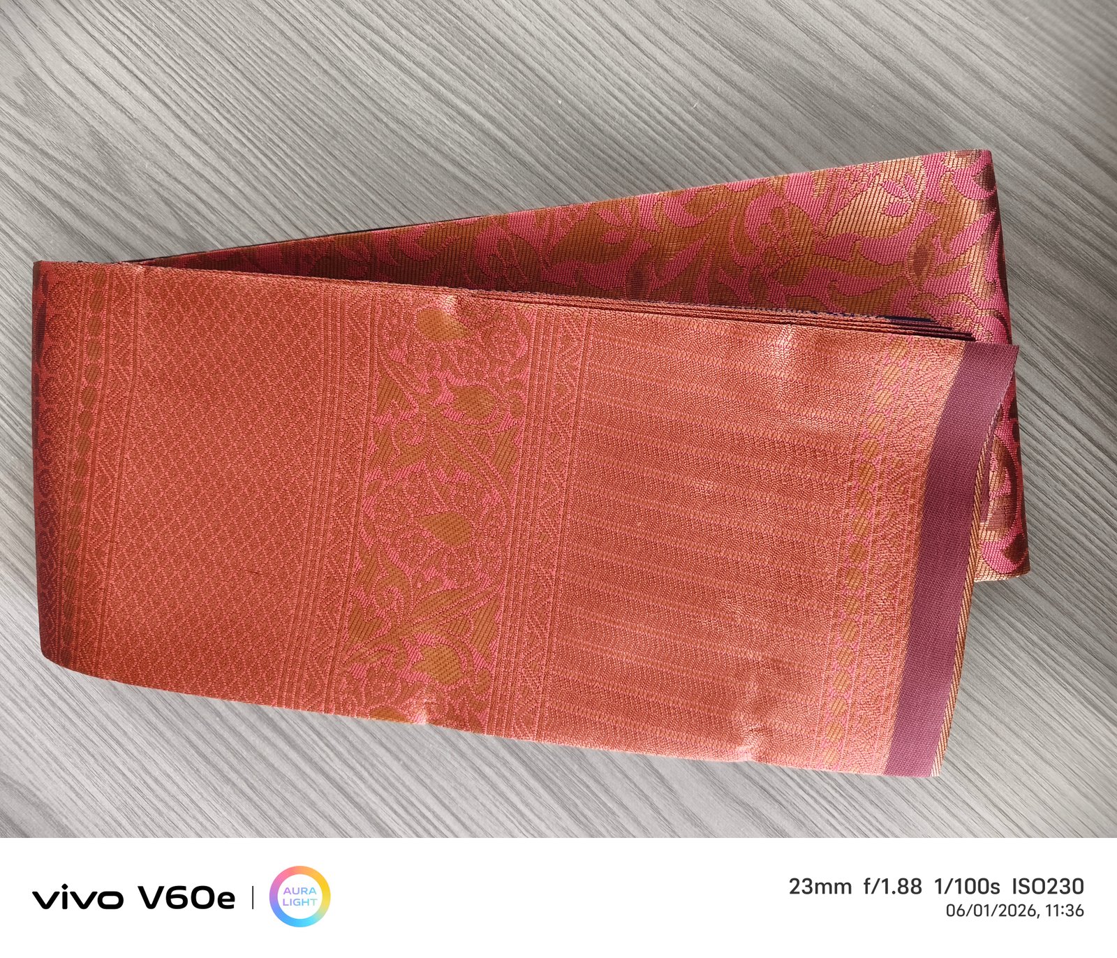 Coral Rose Banarasi Weave Silk Saree