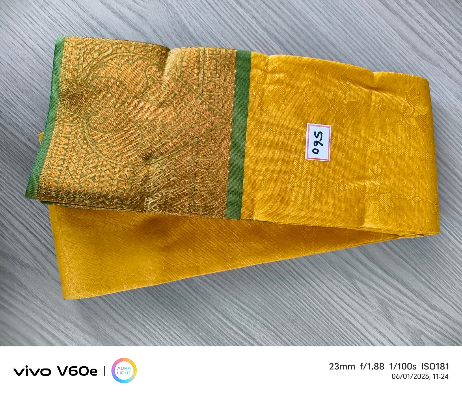 Sunshine Yellow Silk Saree with Peacock Zari Border